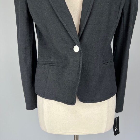 INC International Concepts Womens Black Puff Shoulder Blazer One Button size M - Picture 4 of 13